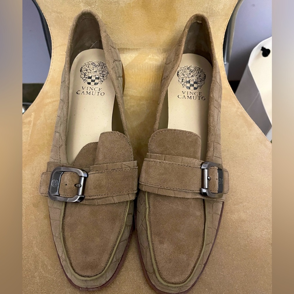 Vince Camuto Tan Suede Loafers Size 9